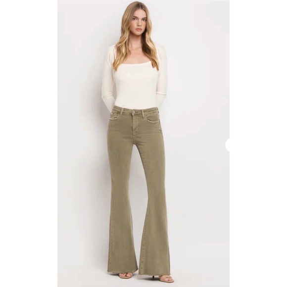 VERVET BY FLYING MONKEY Denim - Vervet High Rise Super Flare Jean Olive Size 27